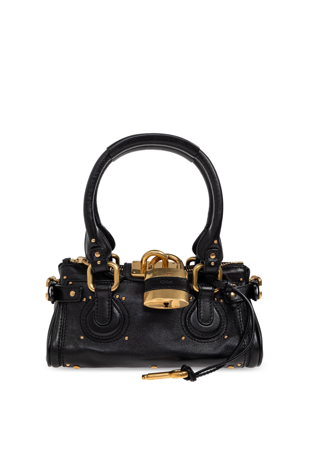 Черная кожаная сумка Chloe ﻿Paddington Small с замком купить