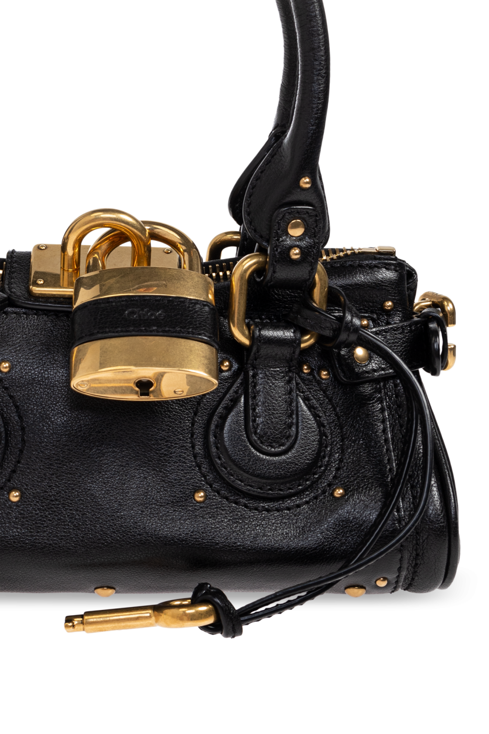 Черная кожаная сумка Chloe ﻿Paddington Small с замком купить